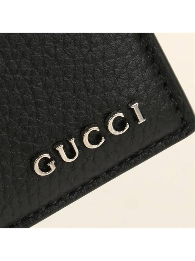 Metal Logo Leather Card Wallet Black - GUCCI - BALAAN 6