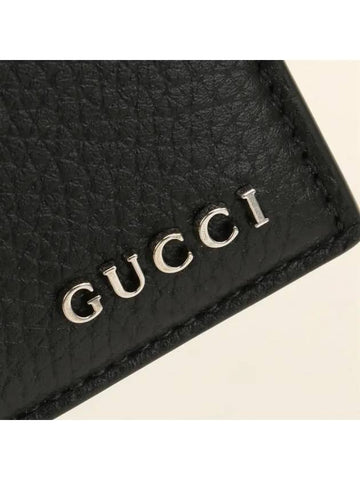 Metal Logo Leather Card Wallet Black - GUCCI - BALAAN 6