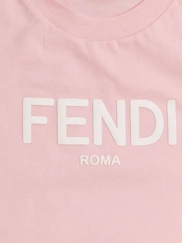 Kids Cotton Short Sleeve T-Shirt Pink - FENDI - BALAAN 5