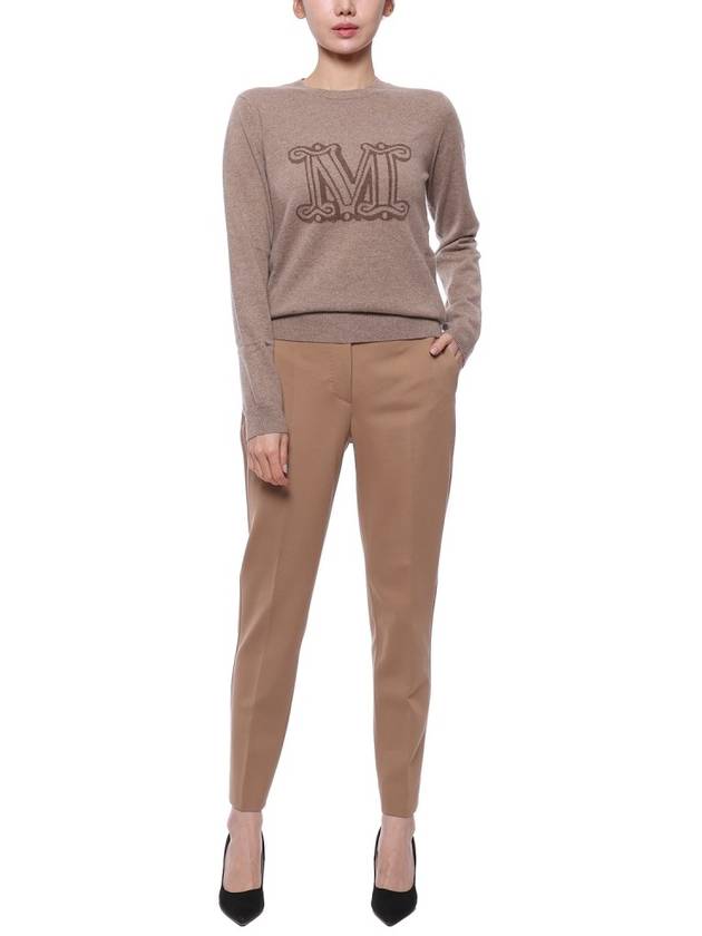 Women's Pamir Crew Neck Logo Knit Top Brown - MAX MARA - BALAAN 4