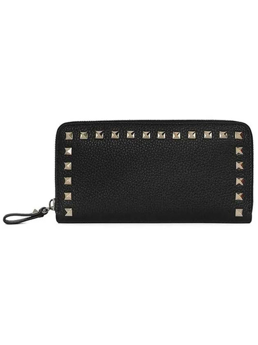 Women's Rockstud Zip Up Long Wallet Black - VALENTINO - BALAAN 2