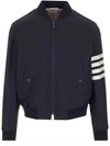 Diagonal Striped Knit Rib Blouson Bomber Jacket Navy - THOM BROWNE - BALAAN 2