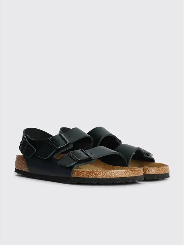 MILANO Milan triple buckle black leather sandals - BIRKENSTOCK - BALAAN 3