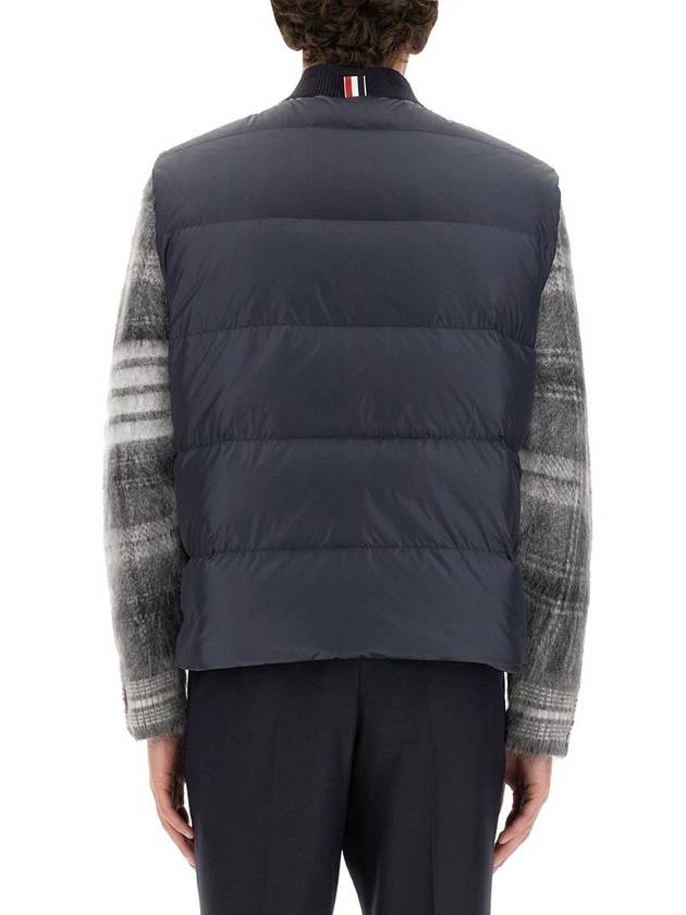 Men's Matte Diagonal Nylon Down Padded Vest Navy - THOM BROWNE - BALAAN 4