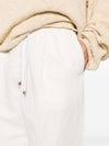 Drawstring Pleated Tapered Straight Pants White - BRUNELLO CUCINELLI - BALAAN 4