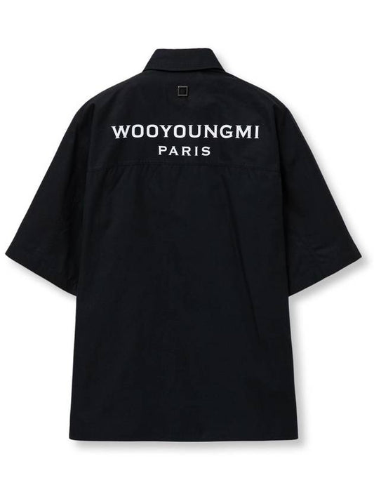 Men's Back Logo Cotton Short Sleeve Shirt Black - WOOYOUNGMI - BALAAN 1