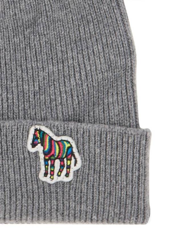 Zebra Patch Logo Beanie Grey - PAUL SMITH - BALAAN 3