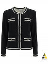 Kendra Button-Up Crew Neck Cardigan Black - TORY BURCH - BALAAN 2