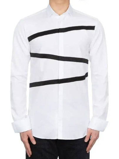 Diagonal stripe embroidery white shirt 648S - NEIL BARRETT - BALAAN 2