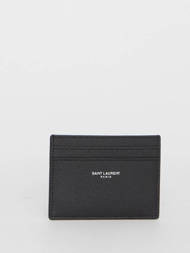 Embossed Leather Card Wallet Black - SAINT LAURENT - BALAAN 2