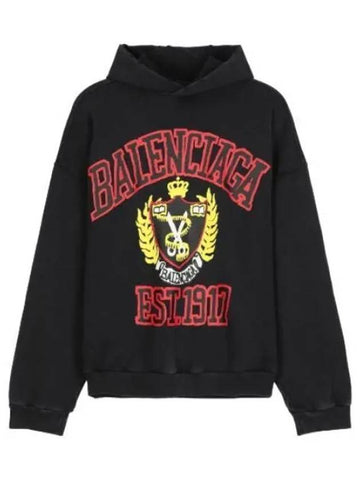 College logo print hooded black t shirt hoodie - BALENCIAGA - BALAAN 1