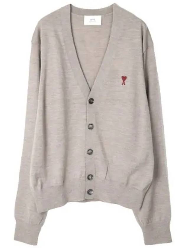 Heart Logo Merino Wool Cardigan Men - AMI - BALAAN 1