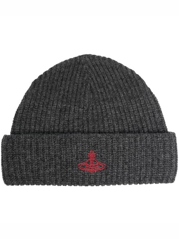 Sporty ORB Logo Beanie Gray Melange Color - VIVIENNE WESTWOOD - BALAAN 6