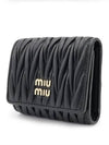 Matelasse Logo Nappa Leather Half Wallet Black - MIU MIU - BALAAN 3