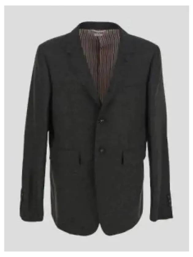 Button Single Breasted Jacket Dark Grey - THOM BROWNE - BALAAN 2