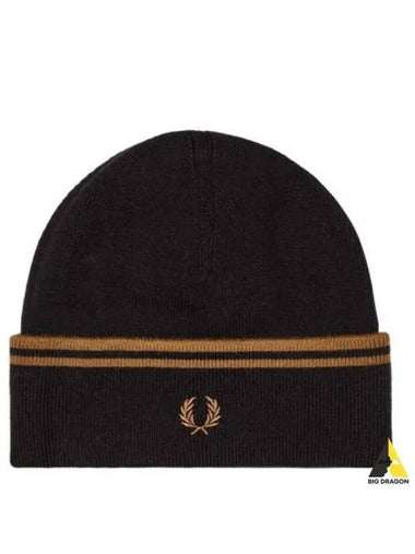 Fred Perry Twin Merino Wool Beanie Black C9150 - FRED PERRY - BALAAN 1