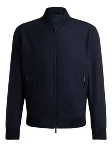 Slim Fit Wool Blend Blouson Jacket Navy - HUGO BOSS - BALAAN 1