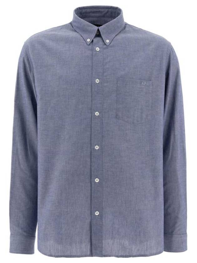 Edouard Logo Long Sleeve Shirt Blue - A.P.C. - BALAAN 2