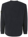 Compass Badge Crew Neck Ribbed Cotton Knit Top Navy - STONE ISLAND - BALAAN 3