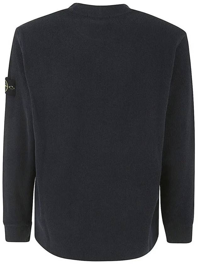 Compass Badge Crew Neck Ribbed Cotton Knit Top Navy - STONE ISLAND - BALAAN 3