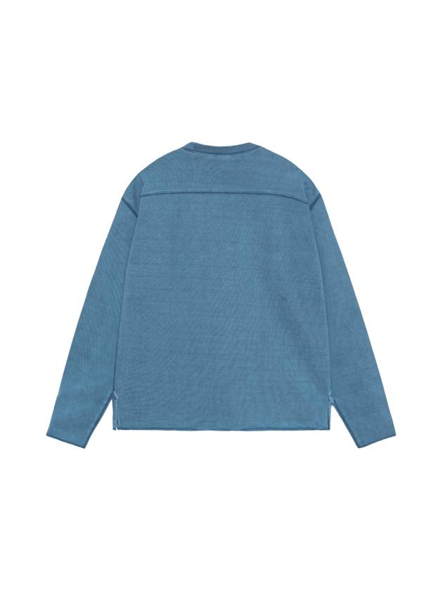 Football Crew Pigmented Dyed Long Sleeve T-Shirt Blue - STUSSY - BALAAN 3