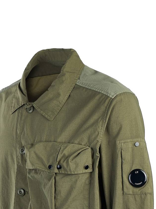 Men's Lens Wappen Tyrone Overfit Long Sleeve Shirt Jacket Khaki - CP COMPANY - BALAAN 6