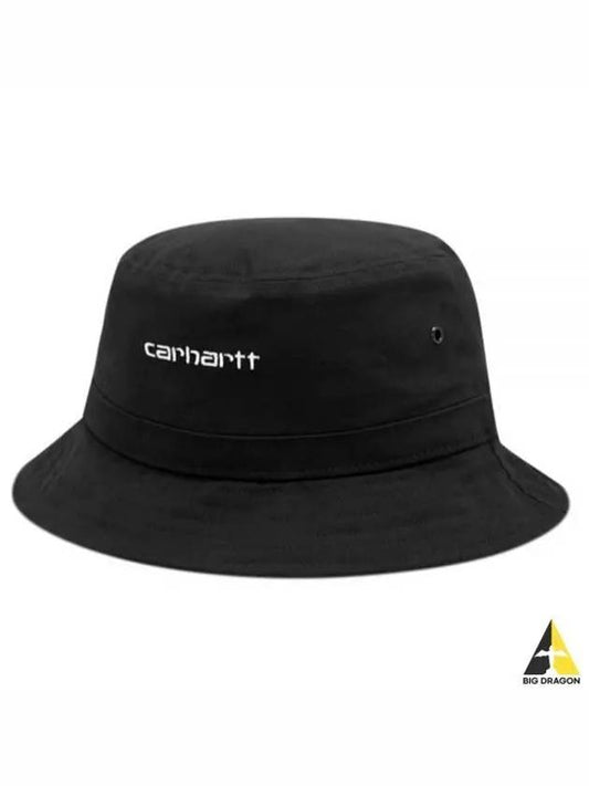 Script Embroidered Logo Bucket Hat Black - CARHARTT WIP - BALAAN 2