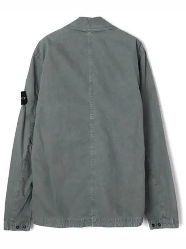 Brushed Organic Cotton Overshirt Jacket Sage Green - STONE ISLAND - BALAAN 3