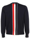 Center Back Striped Stitch Merino Wool Knit Top Navy - THOM BROWNE - BALAAN 6