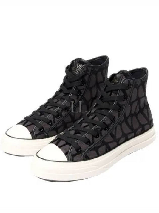 Toile Iconographe High Top Sneakers Brown - VALENTINO - BALAAN 2