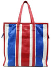 Bazar Striped Medium Tote Bag Blue Red - BALENCIAGA - BALAAN 3