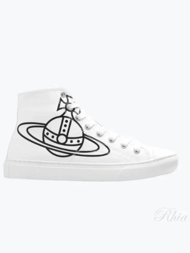 Logo Canvas High-Top Sneakers White - VIVIENNE WESTWOOD - BALAAN 2