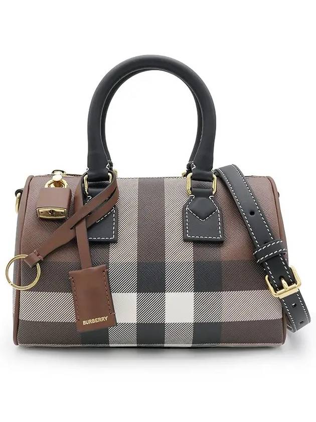 Checke Zipper Small Tote Bag Dark Brown - BURBERRY - BALAAN 3