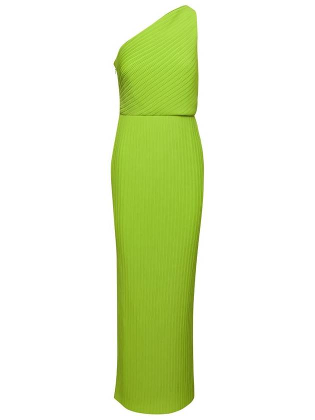 Green One Shoulder Maxi Dress In Techno Fabric Woman - SOLACE LONDON - BALAAN 1