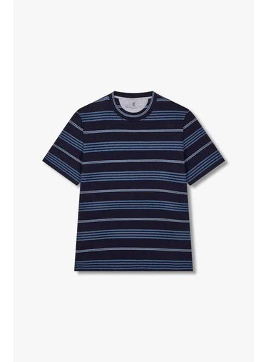 10 ePoint Men s Multi Stripe Cotton T Shirt Navy - BRUNELLO CUCINELLI - BALAAN 1