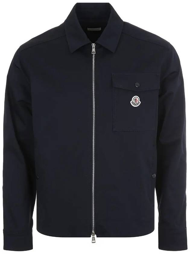 Cotton Gabardine Zip-Up Jacket Navy - MONCLER - BALAAN 3