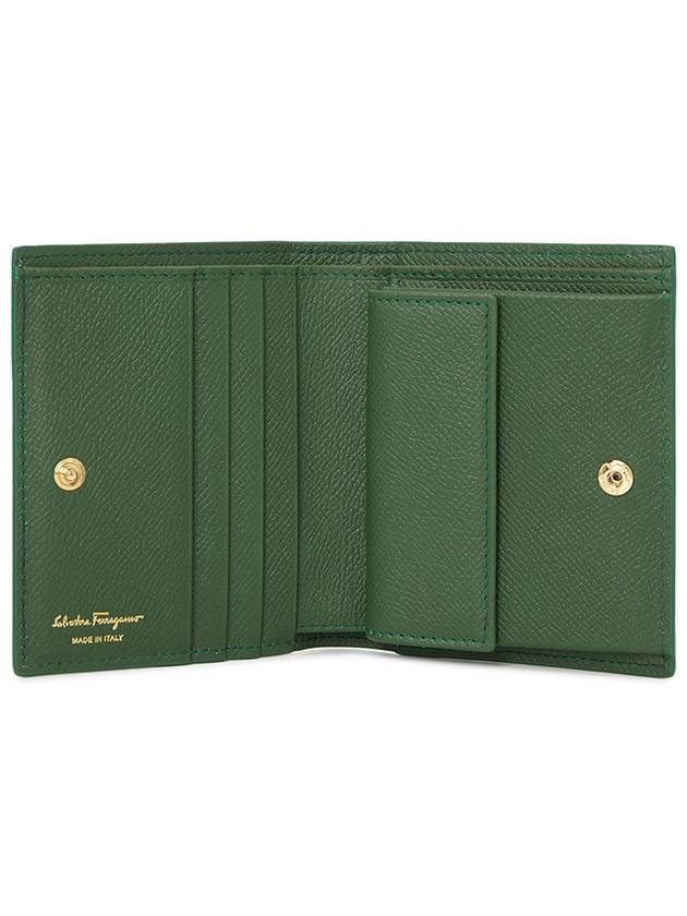 Gancini Compact Half Wallet Green - SALVATORE FERRAGAMO - BALAAN 5