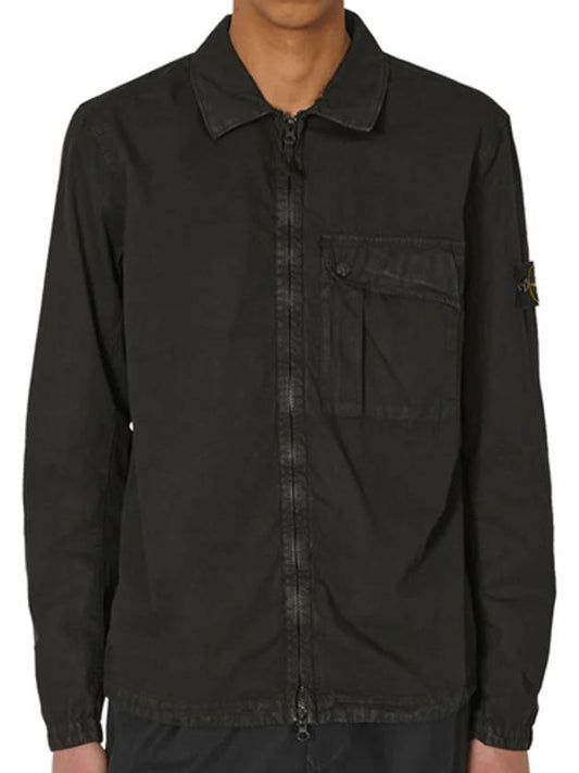 Old Treatment Garment Dyed Overshirt Jacket Black - STONE ISLAND - BALAAN 2