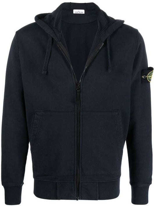 Men's Waffen Patch Fleece Hooded Zip-up Navy - STONE ISLAND - BALAAN.