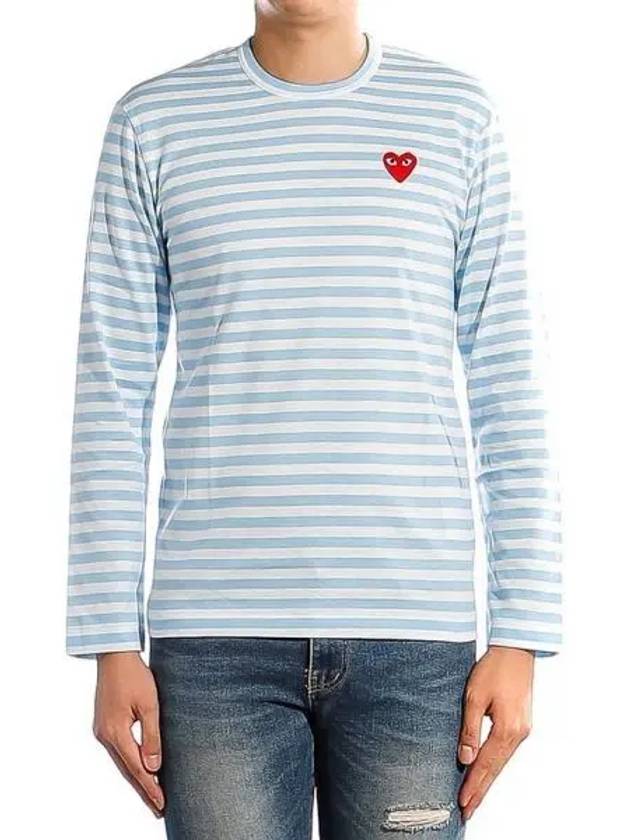 Men s Red Heart Long Sleeve T Shirt P1T278 BLUE 271739 - COMME DES GARCONS PLAY - BALAAN 1