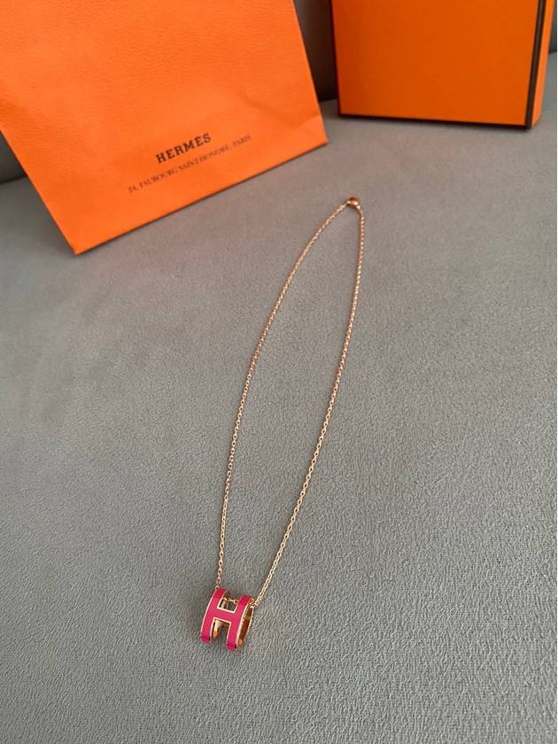 Pop H Pendant Necklace Rose Gold - HERMES - BALAAN 5