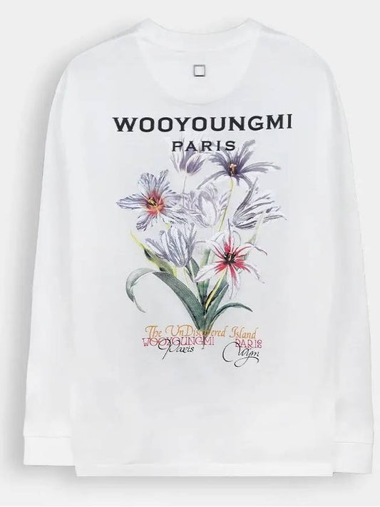 Men's Flower Back Logo Long Sleeve T-Shirt White W241TS16717W - WOOYOUNGMI - BALAAN 1