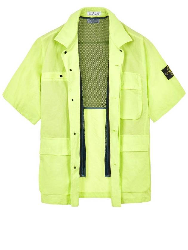 Men's Waffen Short Sleeve Shirt Jacket Lime - STONE ISLAND - BALAAN 3