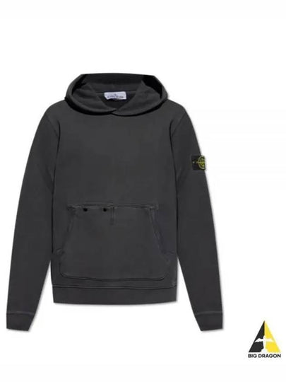 Old Effect Cotton Diagonal Fleece Hoodie Black - STONE ISLAND - BALAAN 2