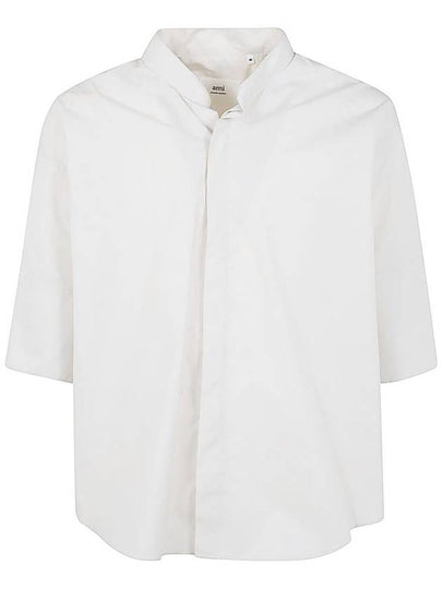 Mandarin Collar Short Sleeve Shirt White - AMI - BALAAN 2