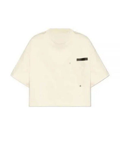 Croptop Cotton Short Sleeve T-Shirt Ivory - BOTTEGA VENETA - BALAAN 2