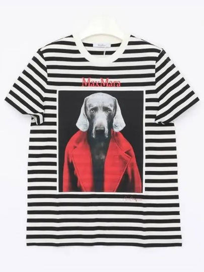 Rosso Striped Cotton Short Sleeve T-Shirt Vanilla Black - MAX MARA - BALAAN 2