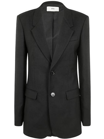 Double breasted soft wool gabardine jacket black - AMI - BALAAN 1