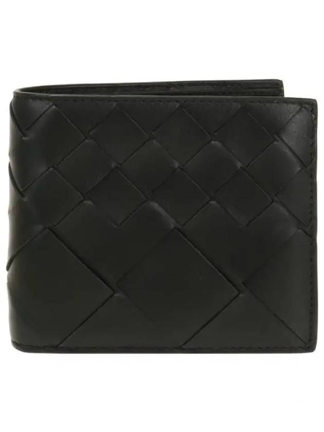 Intrecciato Leather Bi Fold Half Wallet Black - BOTTEGA VENETA - BALAAN 2