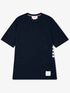 Men's 4 Bar Short Sleeve T-Shirt Navy - THOM BROWNE - BALAAN 3